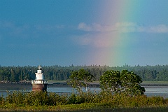 Lubec Channel Light Near Edge of Rainbow in Maine